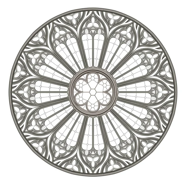 Medieval gótico vitrais redondo textura janela — Vetor de Stock