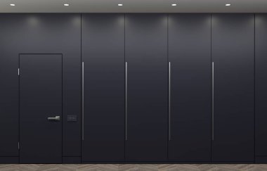 Modern karanlık gardırop ve minimalist kapı mobilyaları