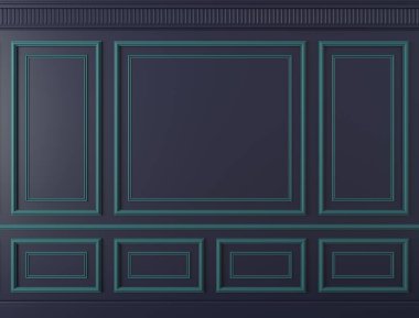 Klasik koyu mavi ahşap paneller duvarı.