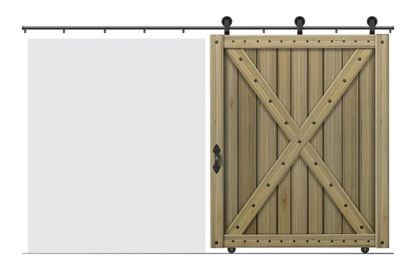 Барна розсувні дерев'яні двері в стилі лофт — стоковий вектор