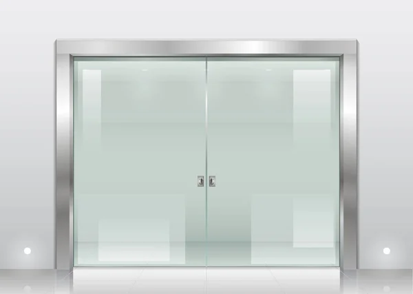 Steel portal and glass sliding wide door — Vetor de Stock