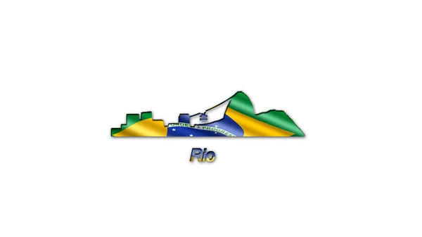 Contornos Rio Janeiro Decorados Com Bandeira Brasil Seu Nome Está — Fotografia de Stock