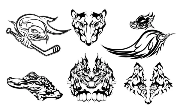Tattoo Animals Uniform Sticker Symbols — Stock Vector
