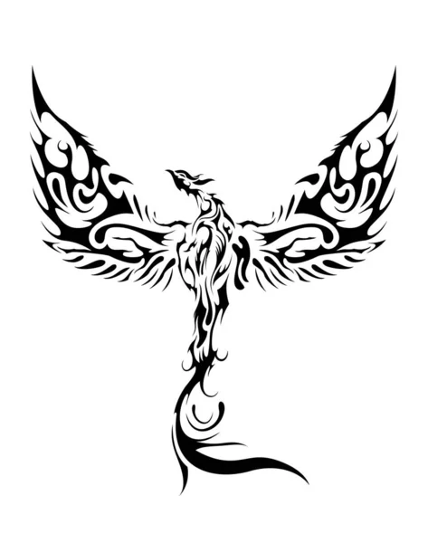Phoenix Batendo Asas Símbolo Tatuagem — Vetor de Stock