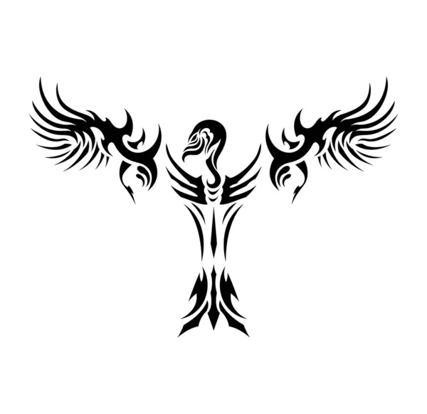 Adesivo Uccello Corvo Astratto Tatuaggio Fresco Simbolo — Vettoriale Stock
