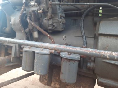 Eski traktör motorunun yakın çekim 