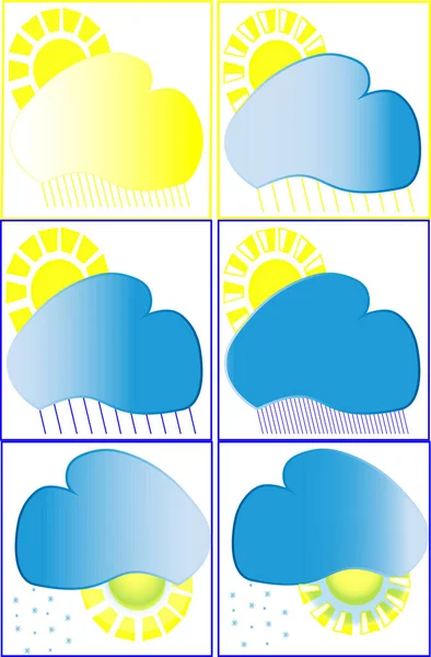 Vektor Illustration Set Von Wettersymbolen Regen Schnee Sonne — Stockvektor