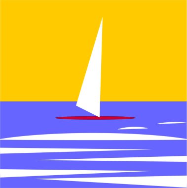 Web.Ufukta görünen bir geminin vektör çizimi.