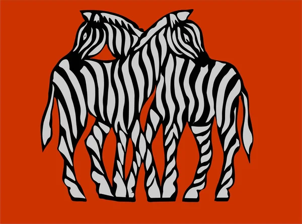 Web Vektor Illustration Von Niedlichen Zwei Zebras — Stockvektor