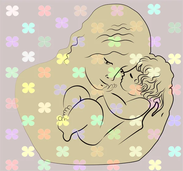 Web Vector Illustratie Van Liefde Moeder Baby — Stockvector