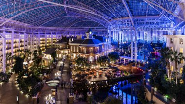 NASHVILLE, TN, USA - February 27, 2018: Looking out over the Delta Island Atrium in the Gaylord Opryland Resort & Convention Center by Marriott.