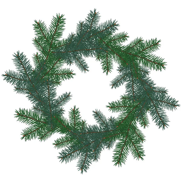 Green Christmas fir tree wreath — Vettoriale Stock