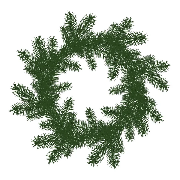 Green Christmas Fir Tree Wreath Silhouette Happy New 2022 Year — Vetor de Stock