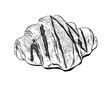 Çikolatalı ve şekerli kruvasan. Çizim biçimi