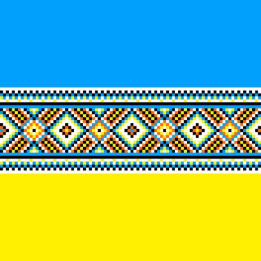 Ukrayna halkı mavi, sarı, siyah, turuncu vektör süslemesi
