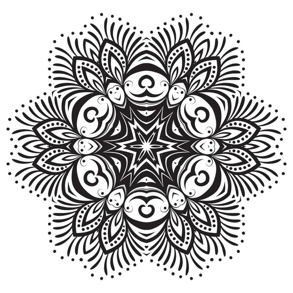 曼达拉装饰性圆形饰物 编织印度的设计元素 瑜伽标志 黑白矢量图解 用于贺卡 邀请函 印刷品 纺织品 免版税图库矢量图片