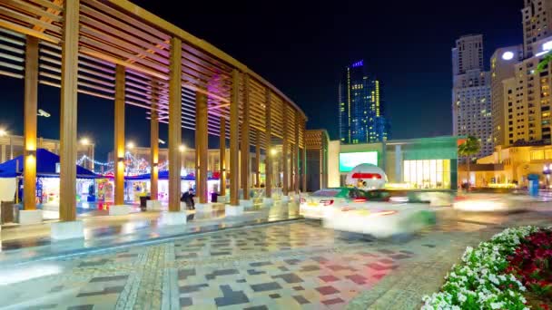 Dubai Gece Hayatı Yol Trafiği Panorama Zaman Aşımlı — Stok video
