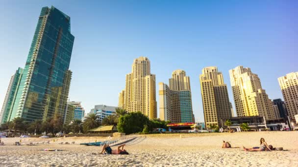 Dia Verão Dubai Marina Famosa Praia Time Lapse Uae — Vídeo de Stock