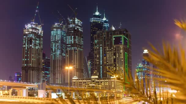 Uitgaan Dubai Beroemde Straat Met Wegverkeer Panorama Time Lapse Vae — Stockvideo