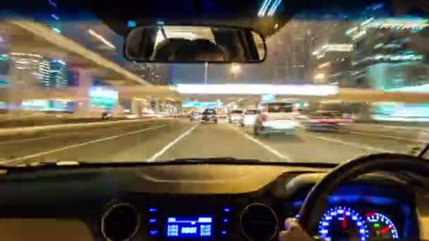 Malam Abu Dhabi Dubai Penumpang Jalan Belakang Panel Mobil Panorama — Stok Video