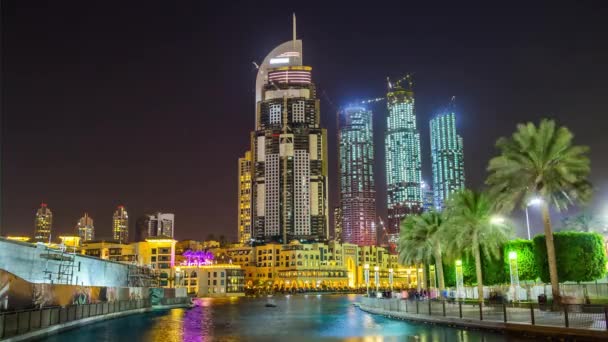 Dubai Ville Célèbre Marina Veilleuse Baie Panorama Timelapse Uae — Video