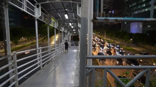 Jakarta Indonesien Circa 2020 Jakarta City Night Illuminated Famous Traffic — Stockvideo