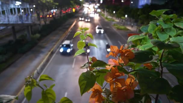 Jakarta Indonesia Circa 2020 Noche Ciudad Yakarta Iluminó Famosa Calle — Vídeos de Stock