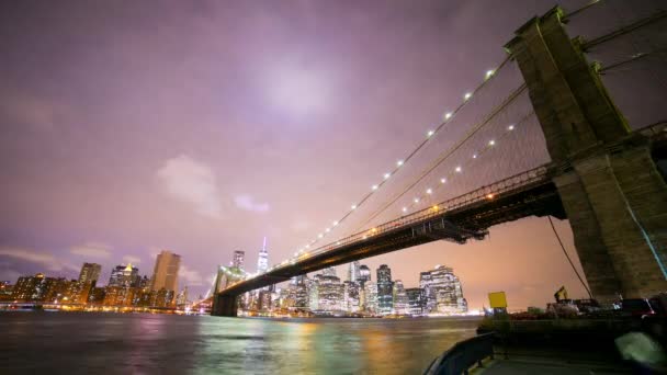 New York Centro Luci Notturne Time Lapse Usa — Video Stock