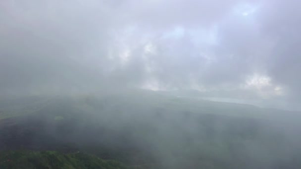 Giorno Nube Piovosa Isola Bali Famoso Cratere Vulcanico Lago Costa — Video Stock