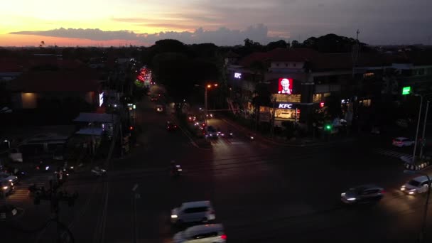 Bali Indonesia Circa 2020 Notte Illuminata Isola Bali Famoso Traffico — Video Stock