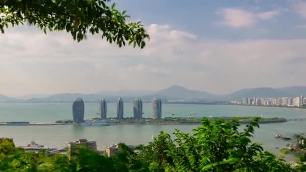 Саня Хайнан Китай Сентября 2018 Панорама Острова Санья Тайм — стоковое видео