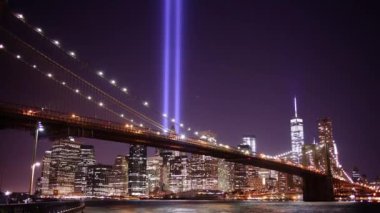 Manhattan Anma Günü gece lambaları 11 Eylül 'den 4K zaman ayarlı
