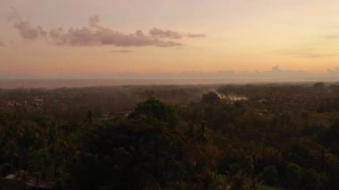 Güneşli akşam vakti Bali Adası Köyü sakin yaşam manzarası 4k Endonezya