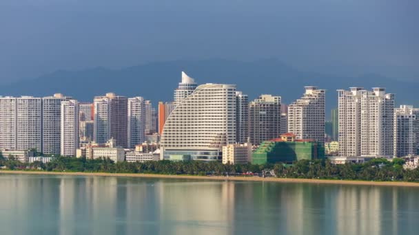 Sanya Hainan Čína Září 2018 Město Sanya Proslulé Panorama Plážového — Stock video