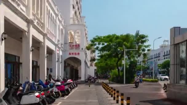 Sanya Dag Tijd Verkeer Straat Panorama Timelapse Hainan Eiland China — Stockvideo
