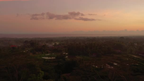 Sol Tarde Tiempo Bali Isla Pueblo Calma Vida Antena Panorama — Vídeos de Stock
