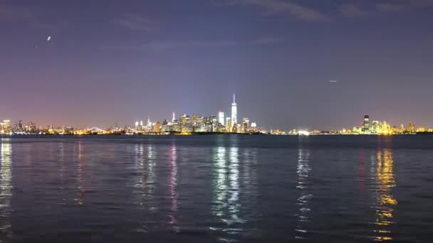 New York Downtown Night Lights Time Lapse Usa Royalty Free Stock Footage