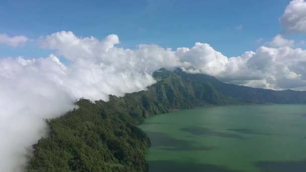 Día Soleado Bali Isla Famoso Cráter Volcánico Lago Área Aérea — Vídeos de Stock