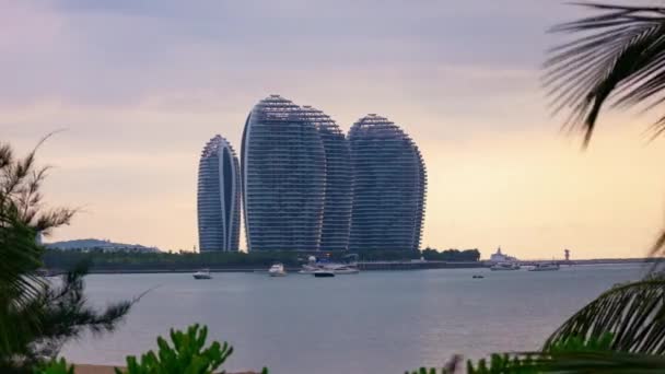 Sanya Hainan China Setembro 2018 Cidade Sanya Famosa Ilha Panorama — Vídeo de Stock