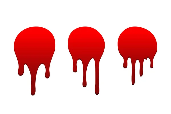 Blood Drip Cartoon Set Halloween Bloodstain Isolated White Background Splatter — Stock Vector