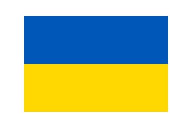 Beyaz arka planda izole edilmiş Ukrayna bayrağı. Mavi, sarı renk simgesi, ulusal amblem işareti. Ukrayna ülkesinin sembolü. Vatansever milliyet grafik tasarımı. Avrupa vatanseverliği. Vektör illüstrasyonu.