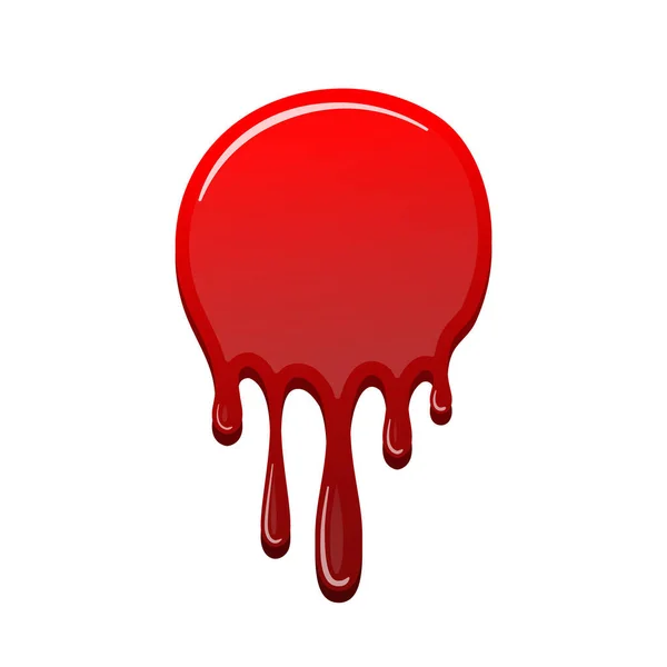 Bloeddruppel Halloween Bloedvlek Geïsoleerde Witte Achtergrond Een Schotelvlek Horror Drop — Stockvector
