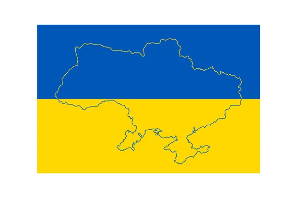 Український Прапор Схема Мапи Ізольований Білому Тлі Блакитний Жовтий Колір — стоковий вектор