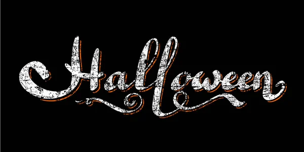 Feliz Halloween Grunge Letras Cola Ondulada Fondo Negro Aislado Banner — Vector de stock