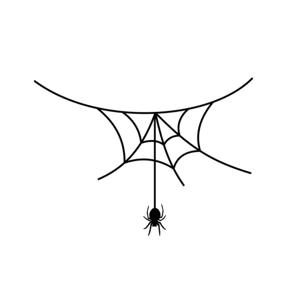 Spaventoso Sfondo Ragnatela Cobweb Sfondo Con Ragno Decorazione Horror Halloween Illustrazione Stock