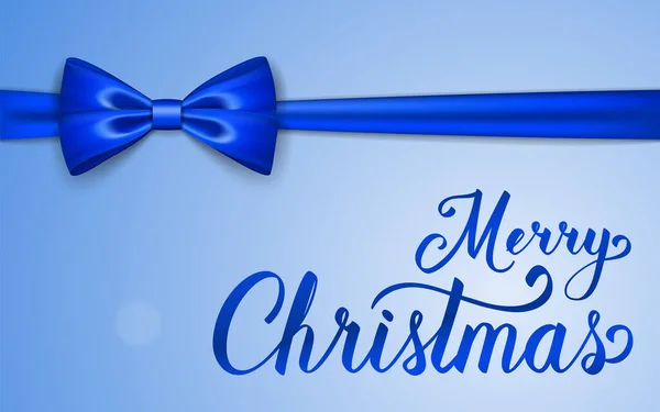 Merry Christmas Background Blue Elegant Calligraphic Lettering Bright Text Realistic Ilustración De Stock