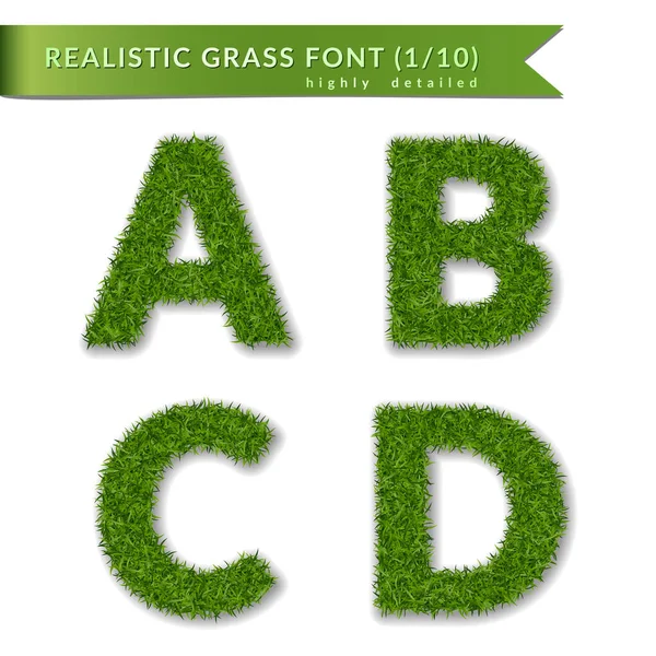 Erba Lettere Set Alfabeto Design Testo Maiuscolo Font Verde Isolato Grafiche Vettoriali