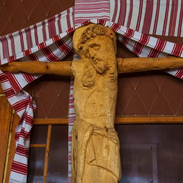 Gran Crucifijo Cristiano Dios Símbolo Del Cristianismo Concepto Adoración Solemne — Foto de Stock