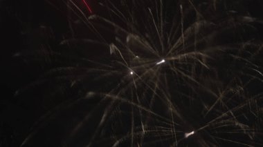 Kara Gök 'e Karşı Uzun Havai fişek Gösterisi. Gece gökyüzüne karşı havai fişek gösterisi.