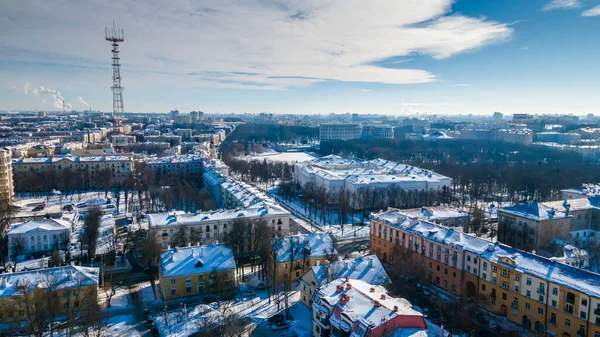 Вигляд Міста Згори Житловий Район Мінська Повітряний Вид Дрона Взимку — стокове фото